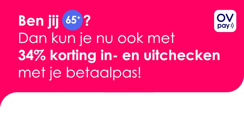 65+? Reis altijd met 34% korting in tram, metro en bus!